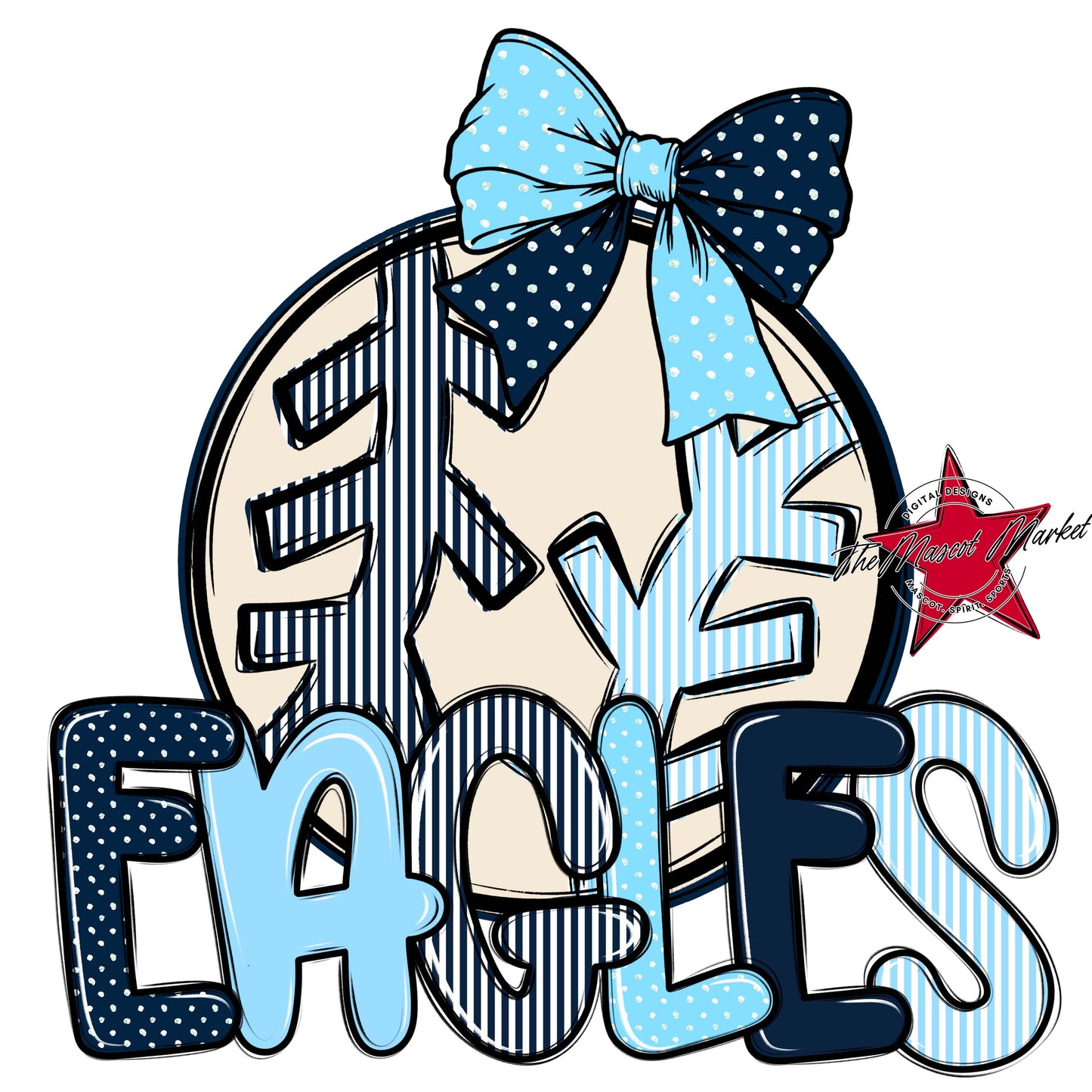 Eagles Baseball-Softball Spirit Design-Navy & Columbia Blue