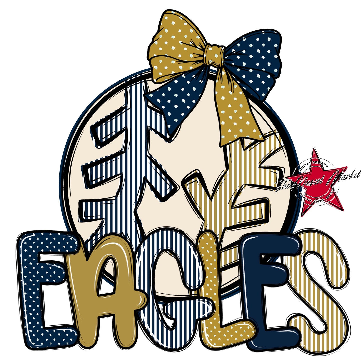 Eagles Baseball-Softball Spirit Design-Navy & Gold