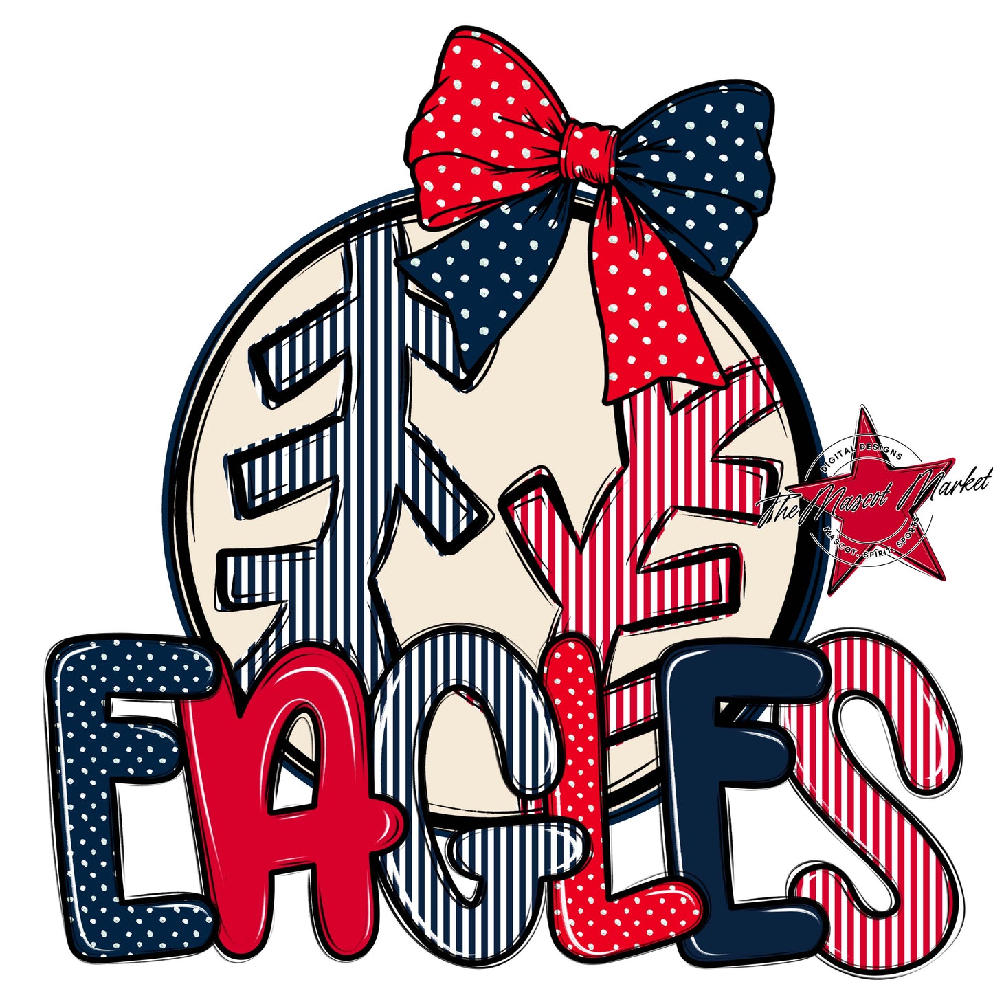 Eagles Baseball-Softball Spirit Design-Navy & Red