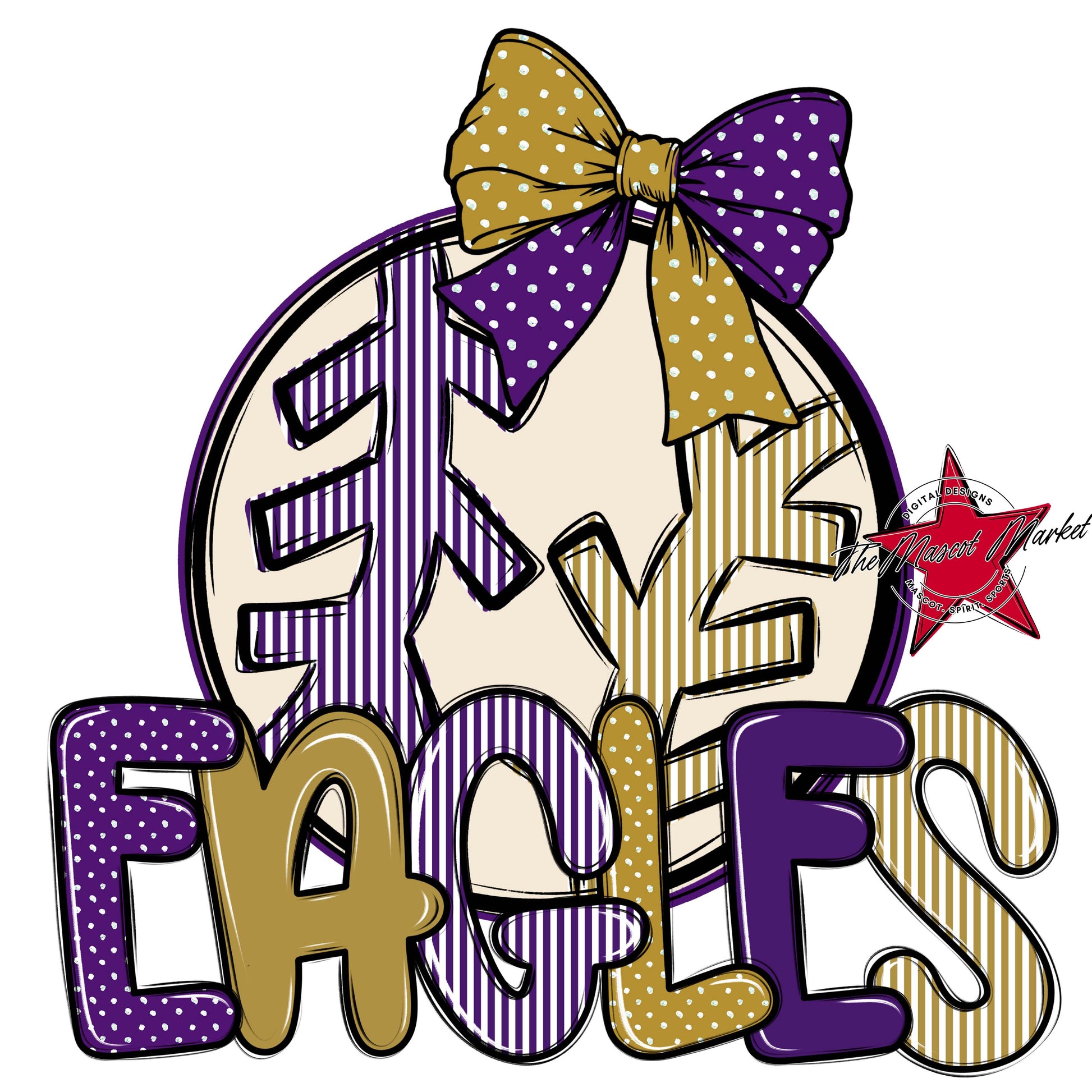 Eagles Baseball-Softball Spirit Design-Purple & Gold