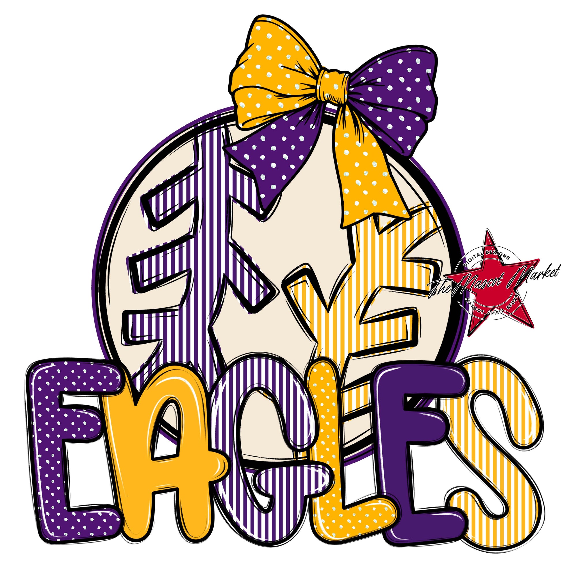 Eagles Baseball-Softball Spirit Design-Purple & Yellow