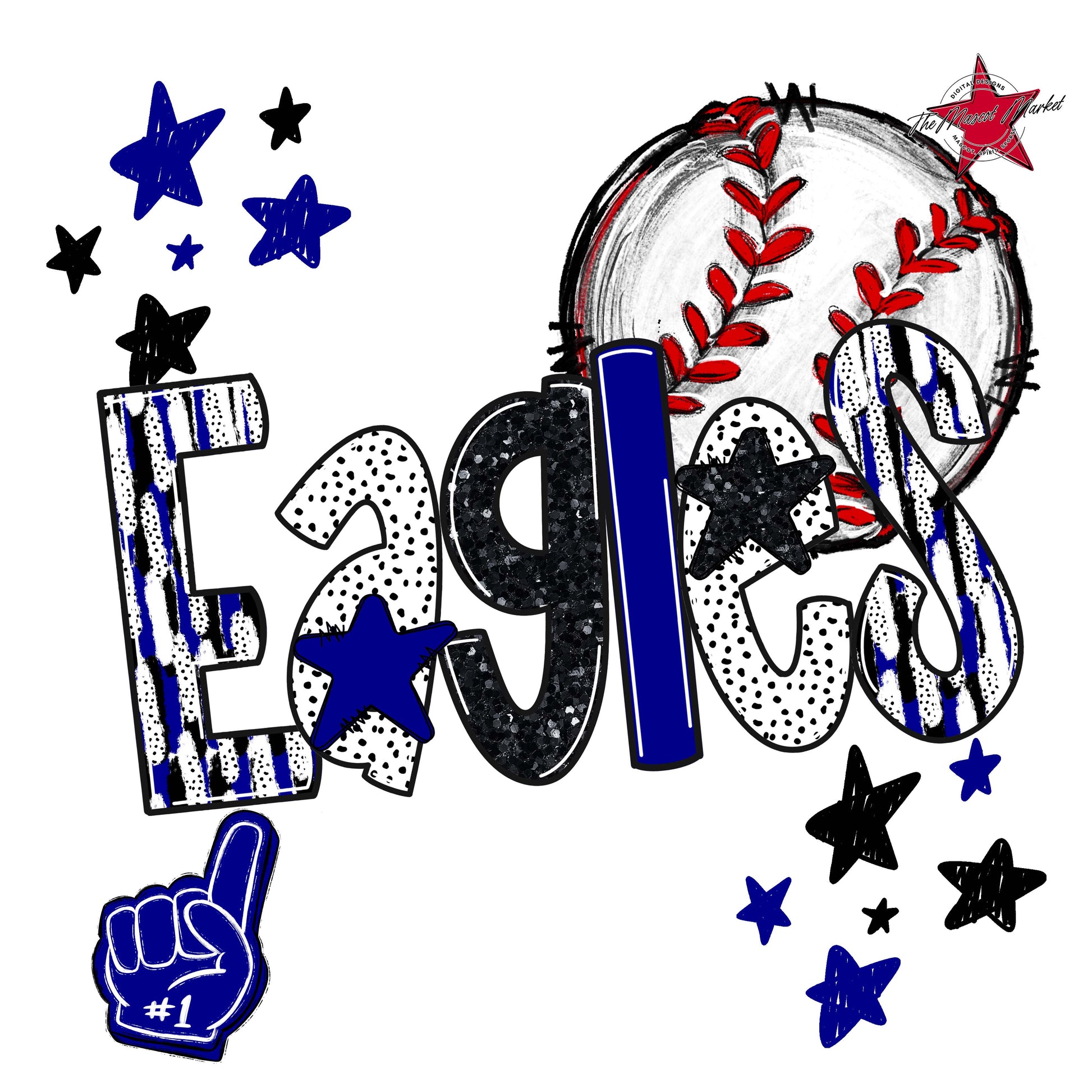 Eagles Baseball Scrape-Blue