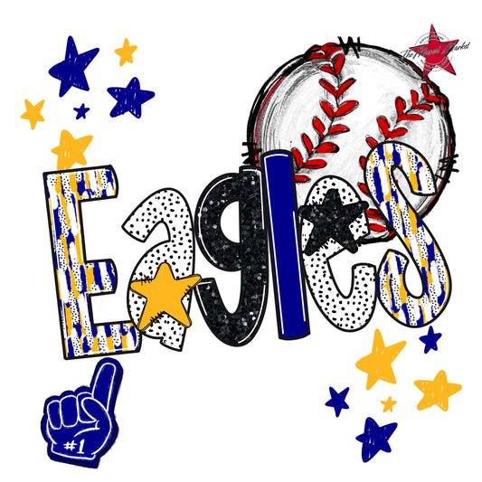 Eagles Baseball Scrape-Blue & Yellow