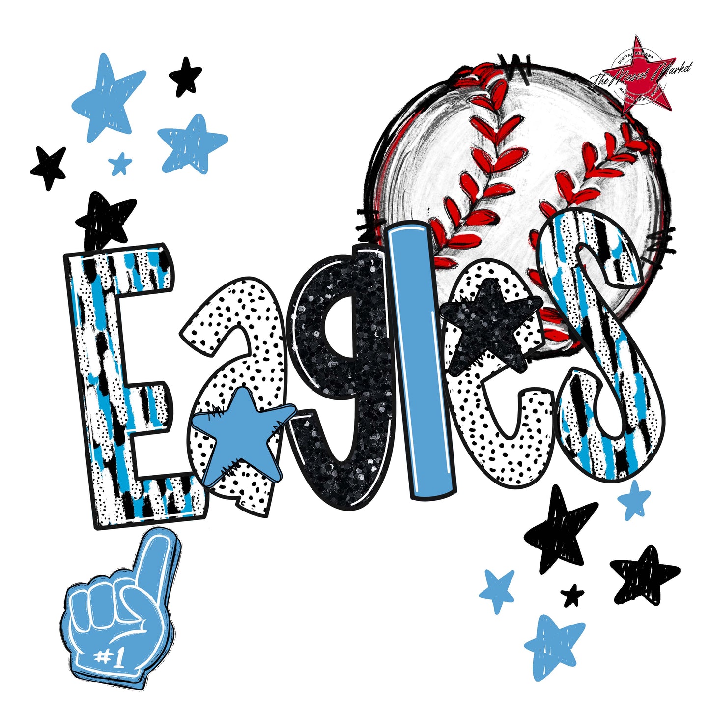 Eagles Baseball Scrape-Carolina Blue