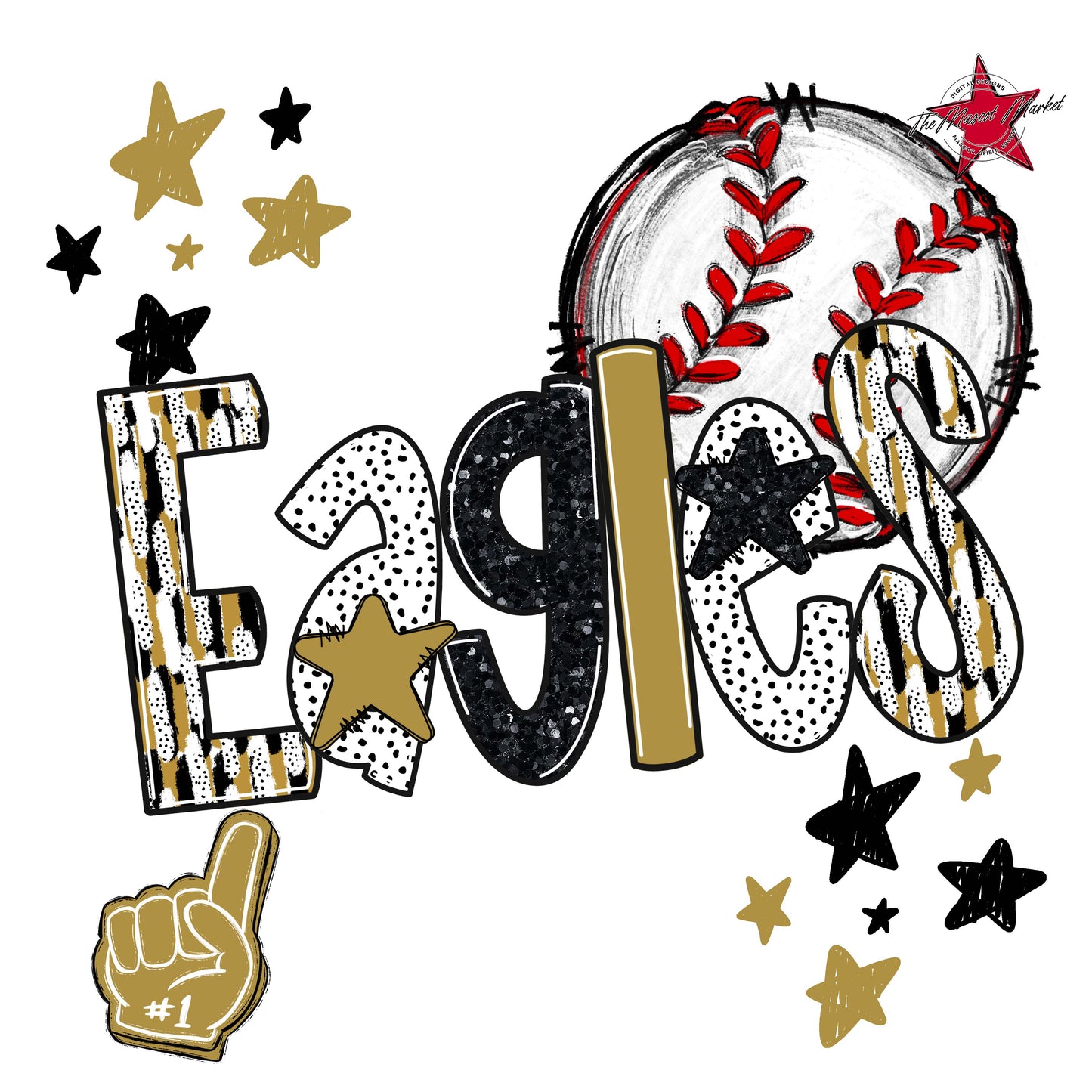 Eagles Baseball Scrape-Gold