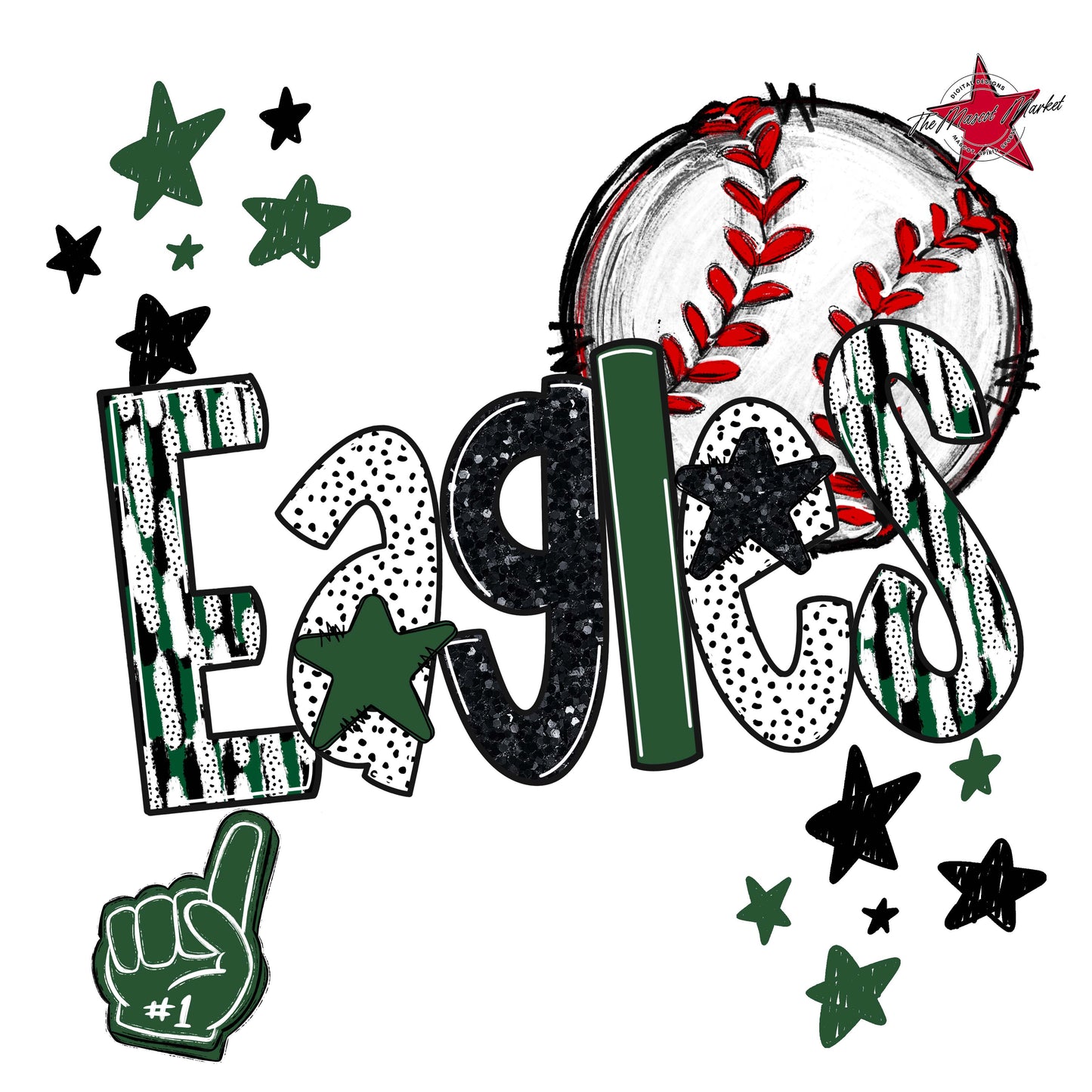 Eagles Baseball Scrape-Green