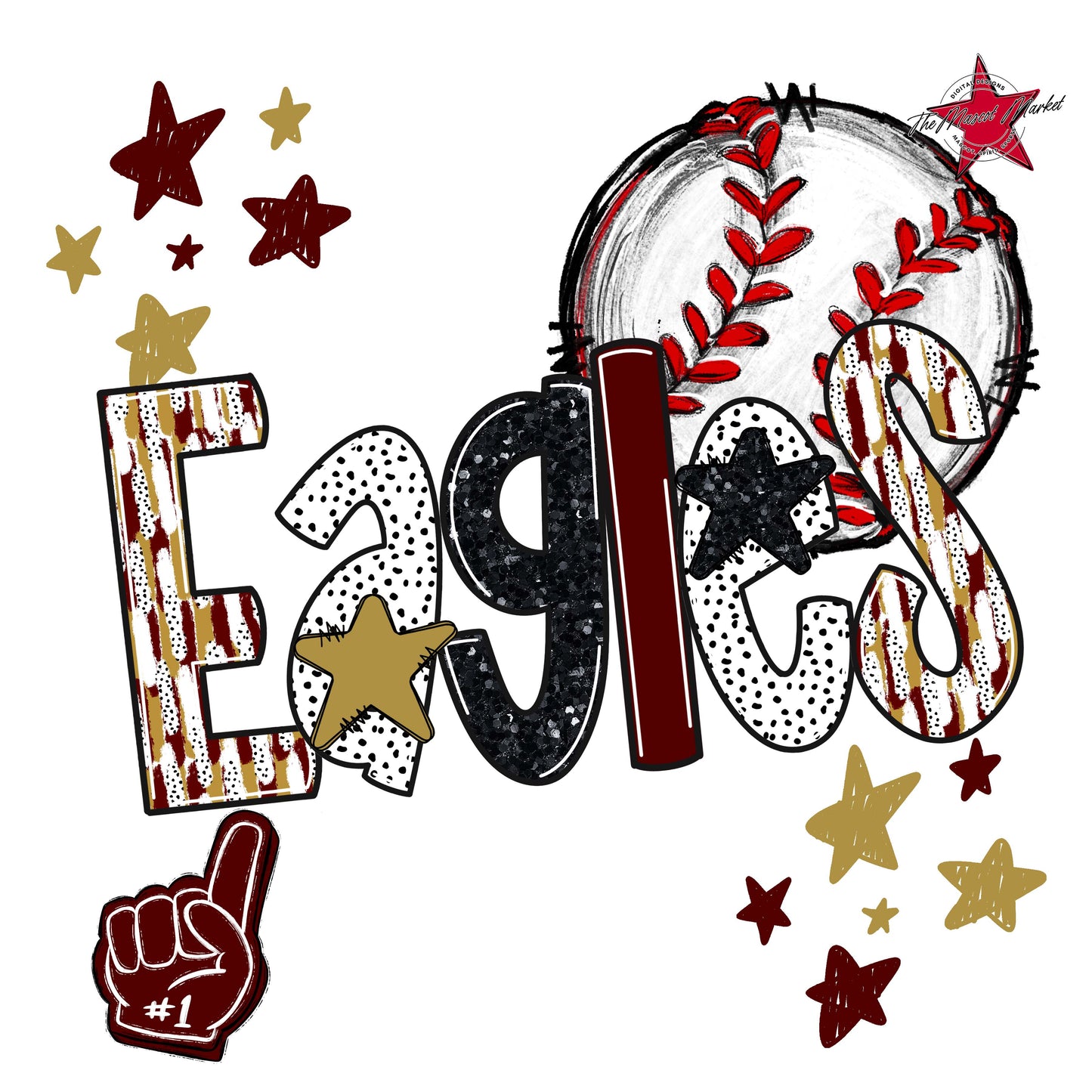 Eagles Baseball Scrape-Maroon & Gold