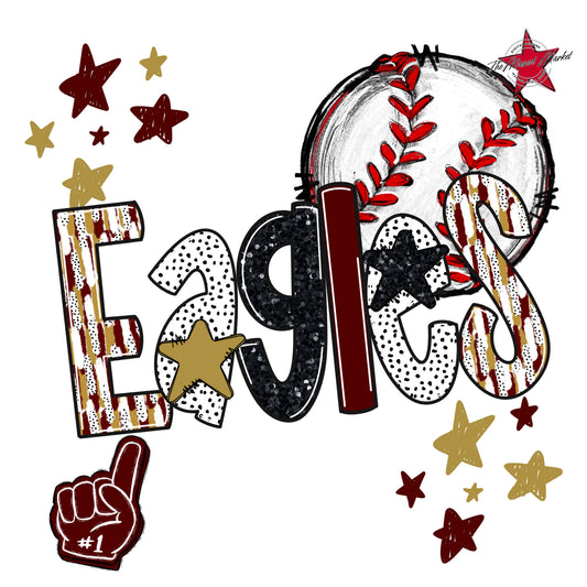Eagles Baseball Scrape-Maroon & Gold