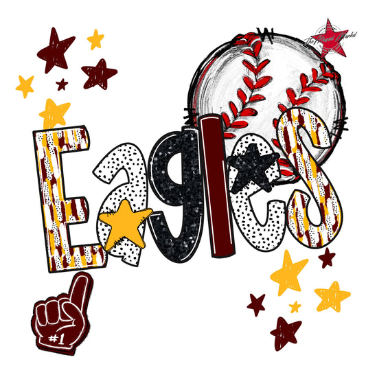 Eagles Baseball Scrape-Maroon & Yellow