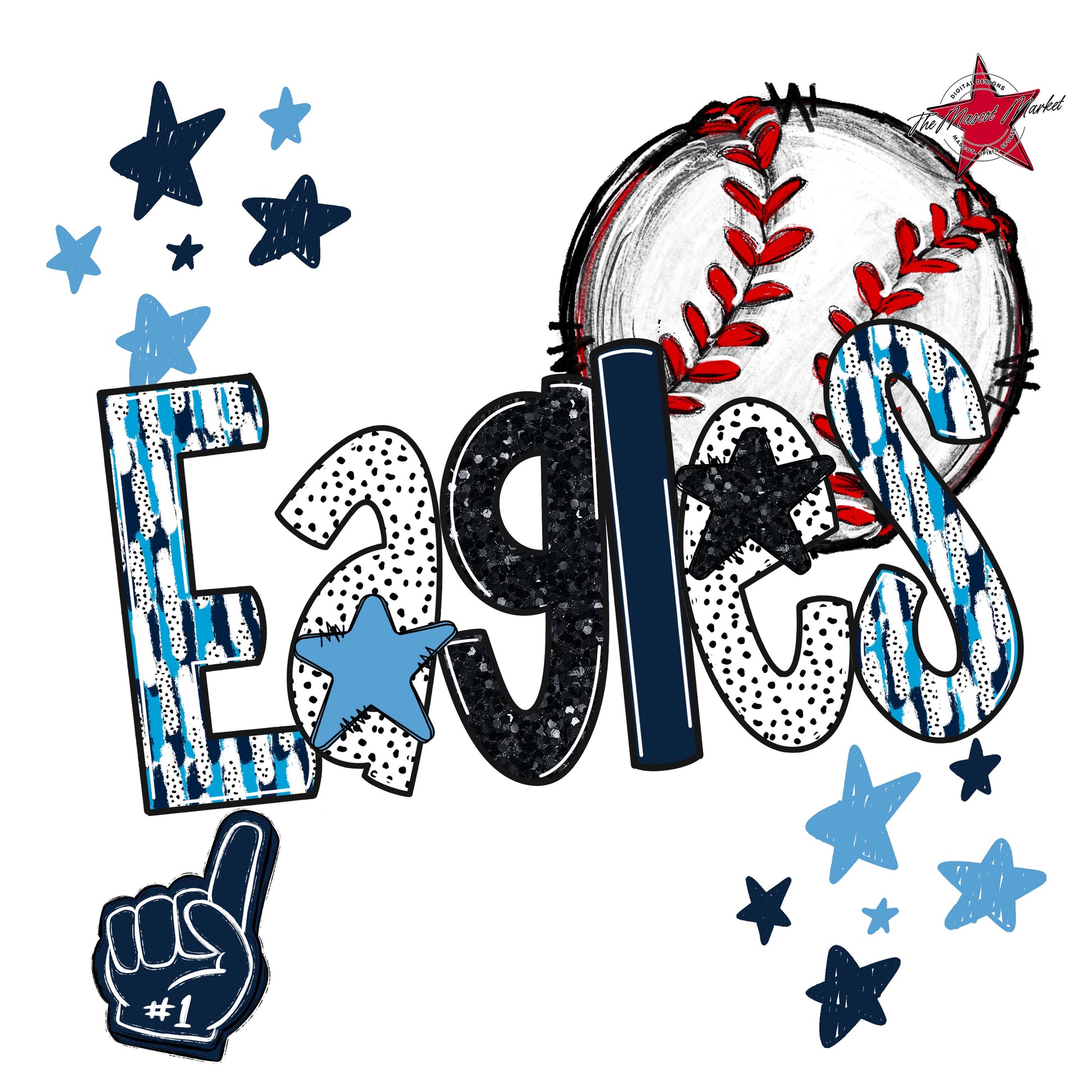 Eagles Baseball Scrape-Navy & Carolina Blue