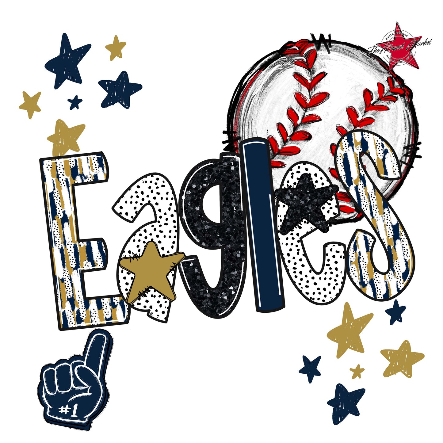 Eagles Baseball Scrape-Navy & Gold