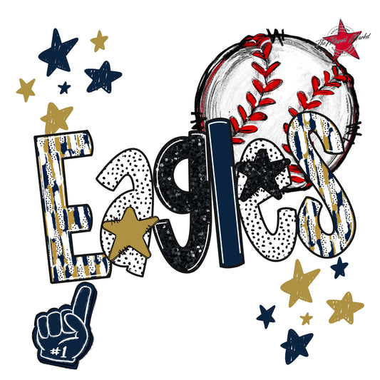Eagles Baseball Scrape-Navy & Gold