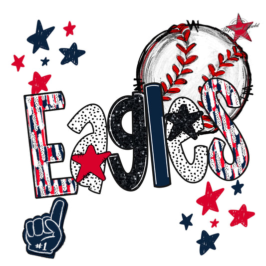 Eagles Baseball Scrape-Navy & Red