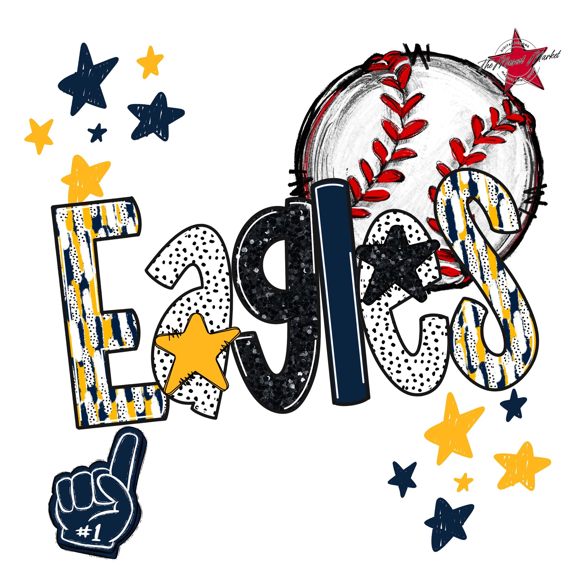 Eagles Baseball Scrape-Navy & Yellow