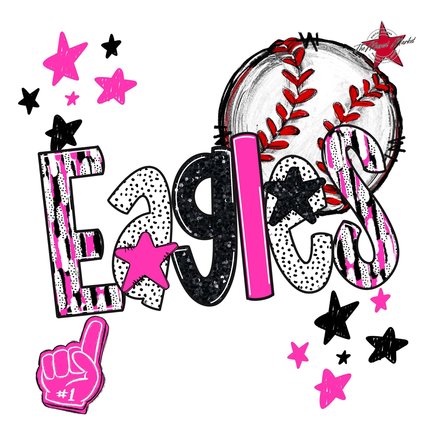 Eagles Baseball Scrape-Pink