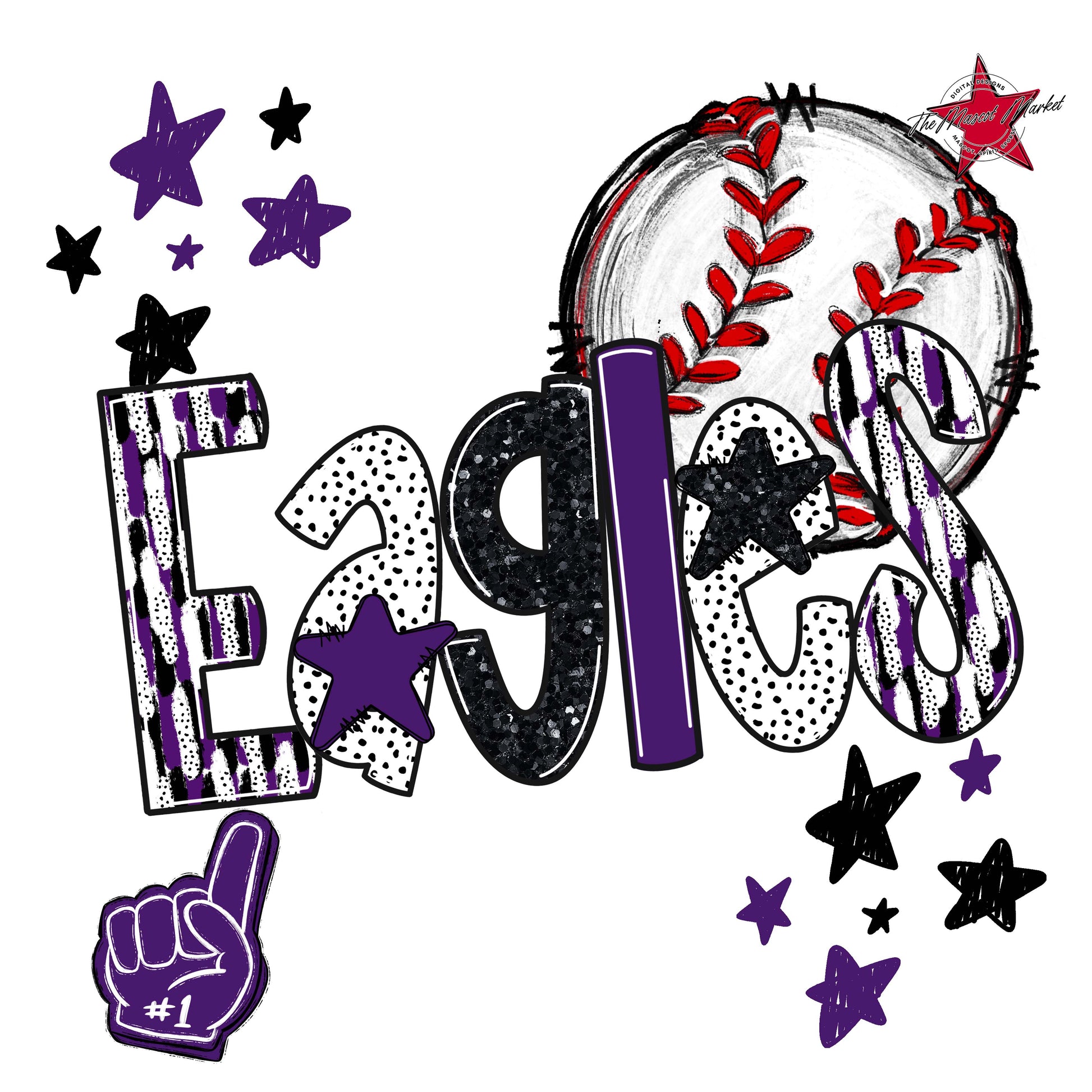 Eagles Baseball Scrape-Purple