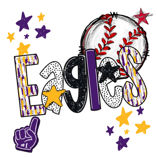 Eagles Baseball Scrape-Purple & Yellow