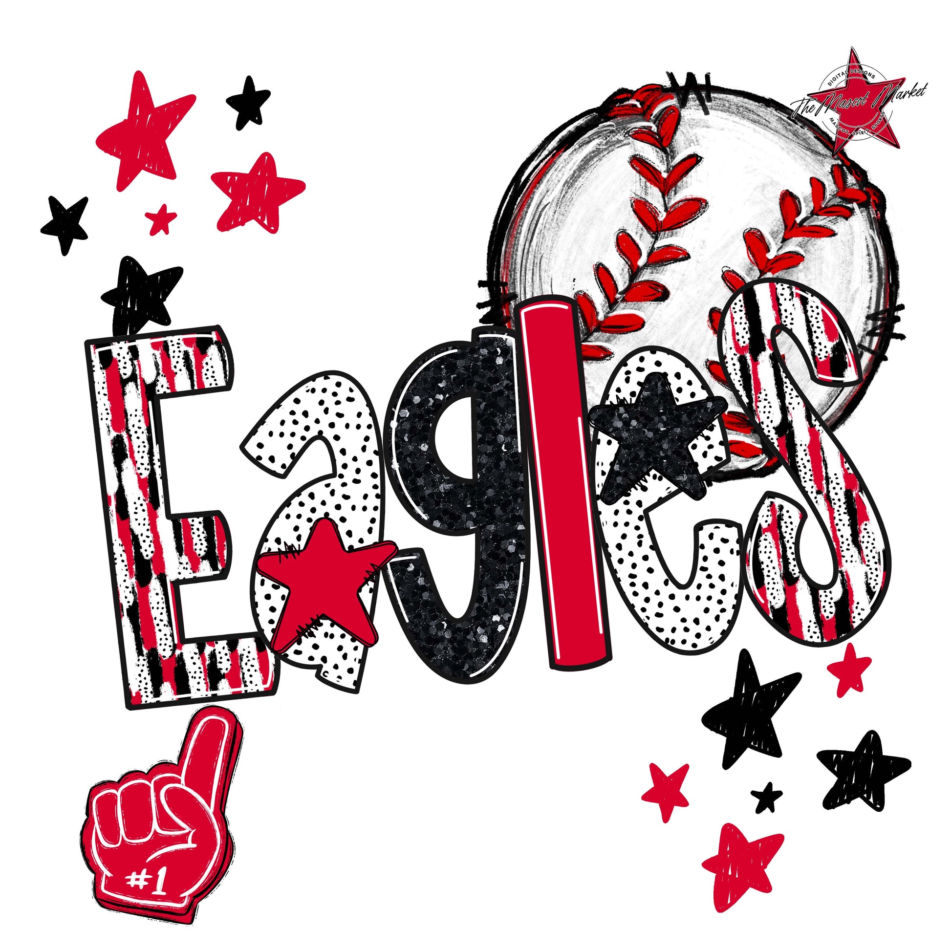 Eagles Baseball Scrape-Red