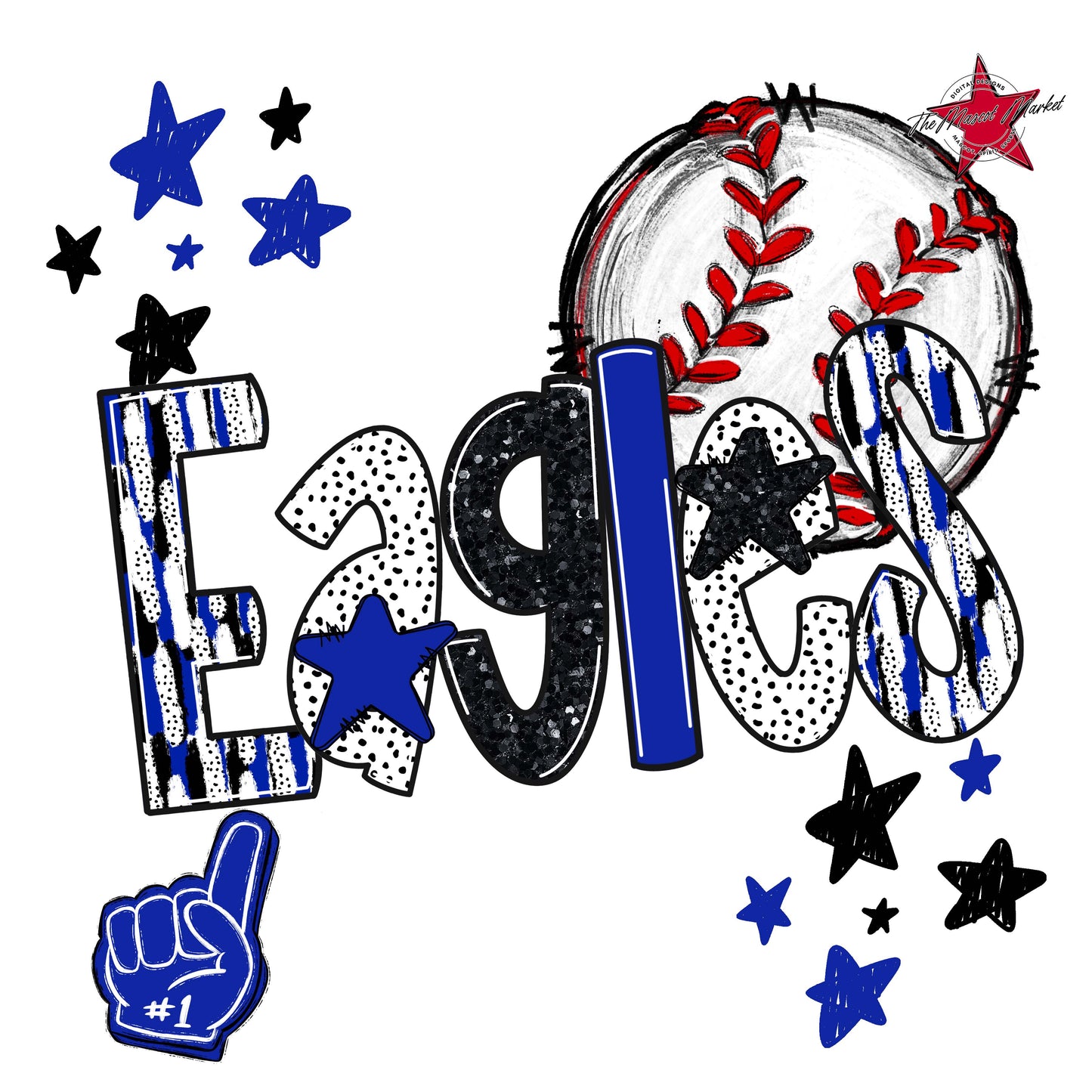 Eagles Baseball Scrape-Royal Blue