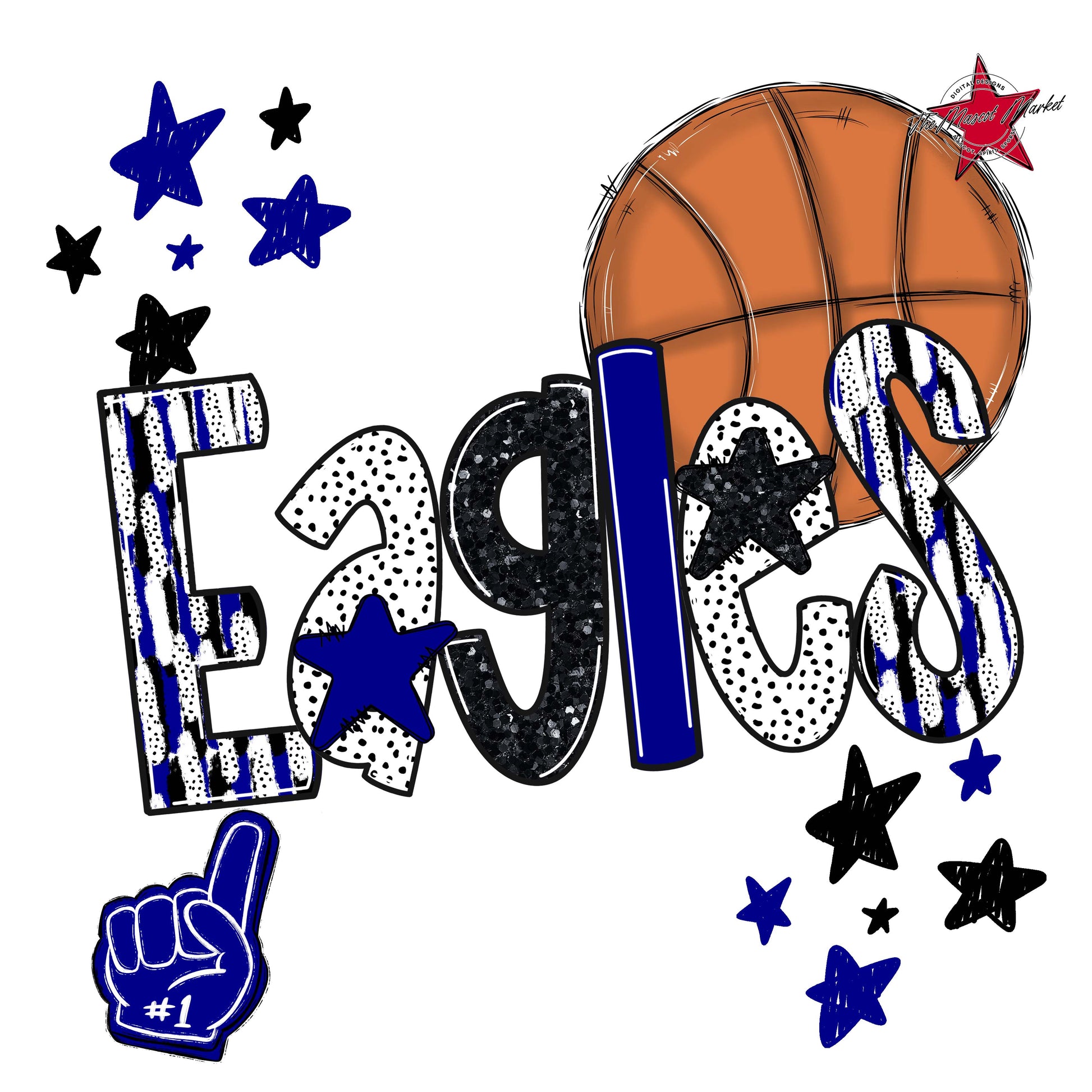Eagles Basketball Scrape-Blue