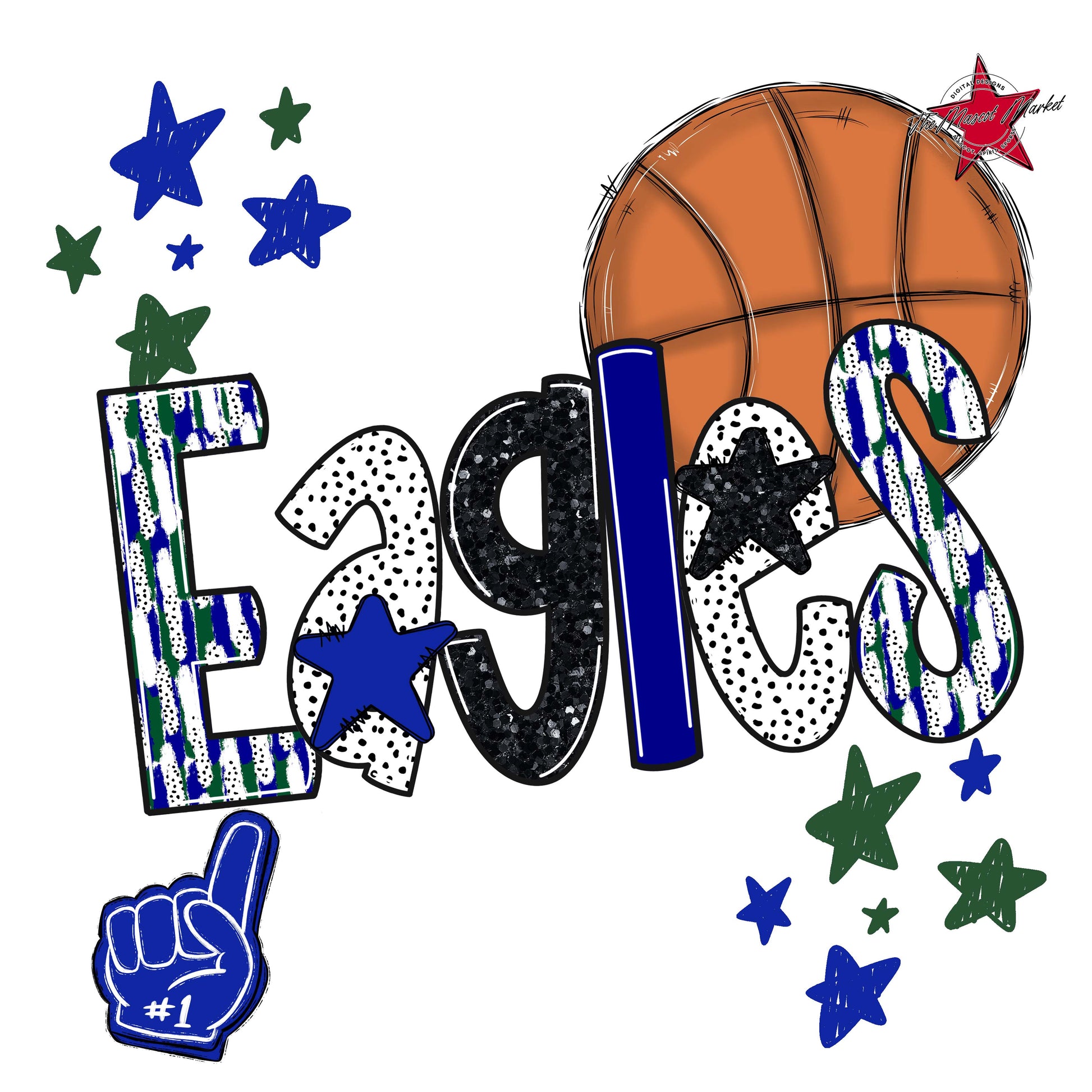 Eagles Basketball Scrape-Blue & Green