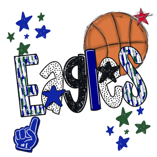 Eagles Basketball Scrape-Blue & Green
