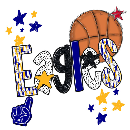 Eagles Basketball Scrape-Blue & Yellow