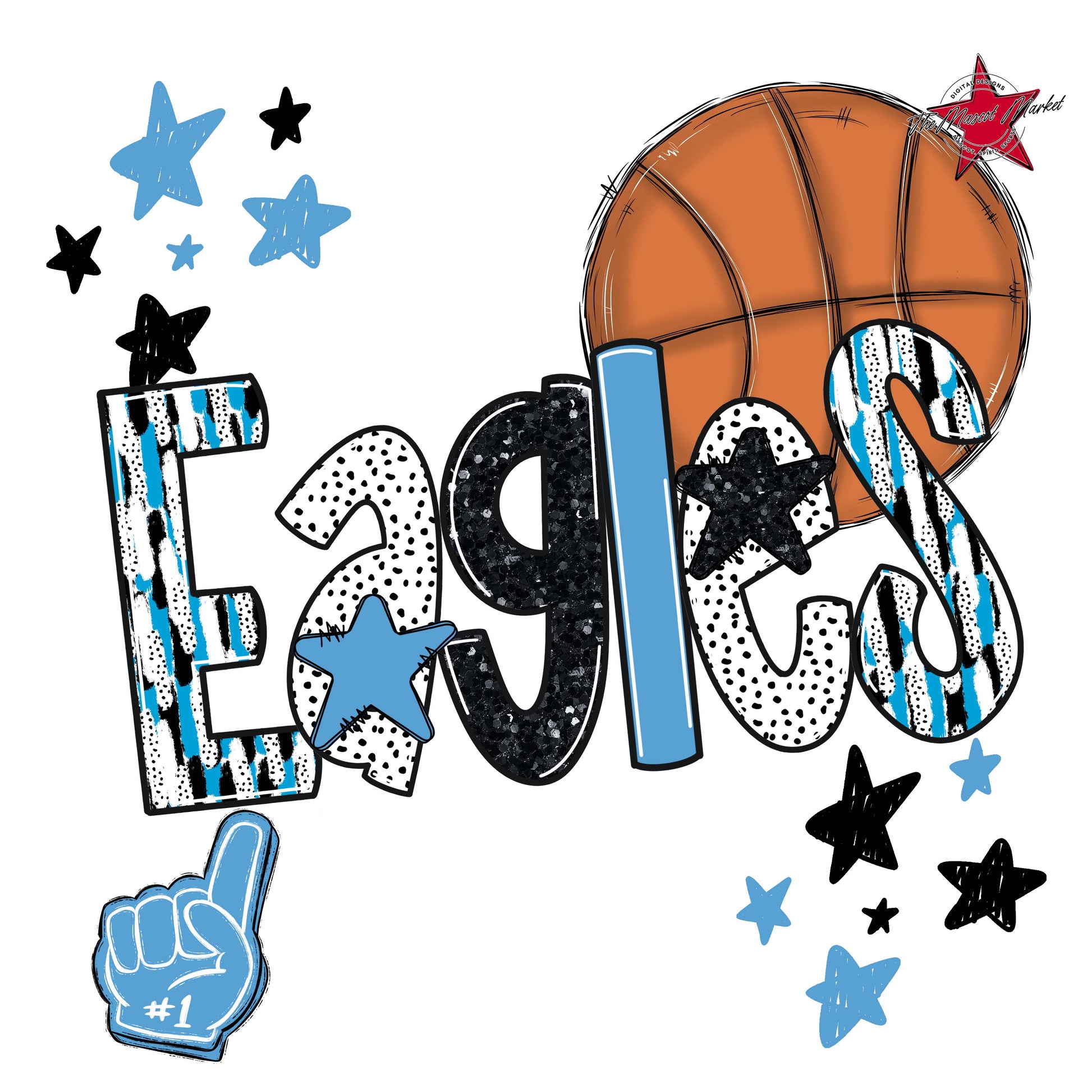 Eagles Basketball Scrape-Carolina Blue