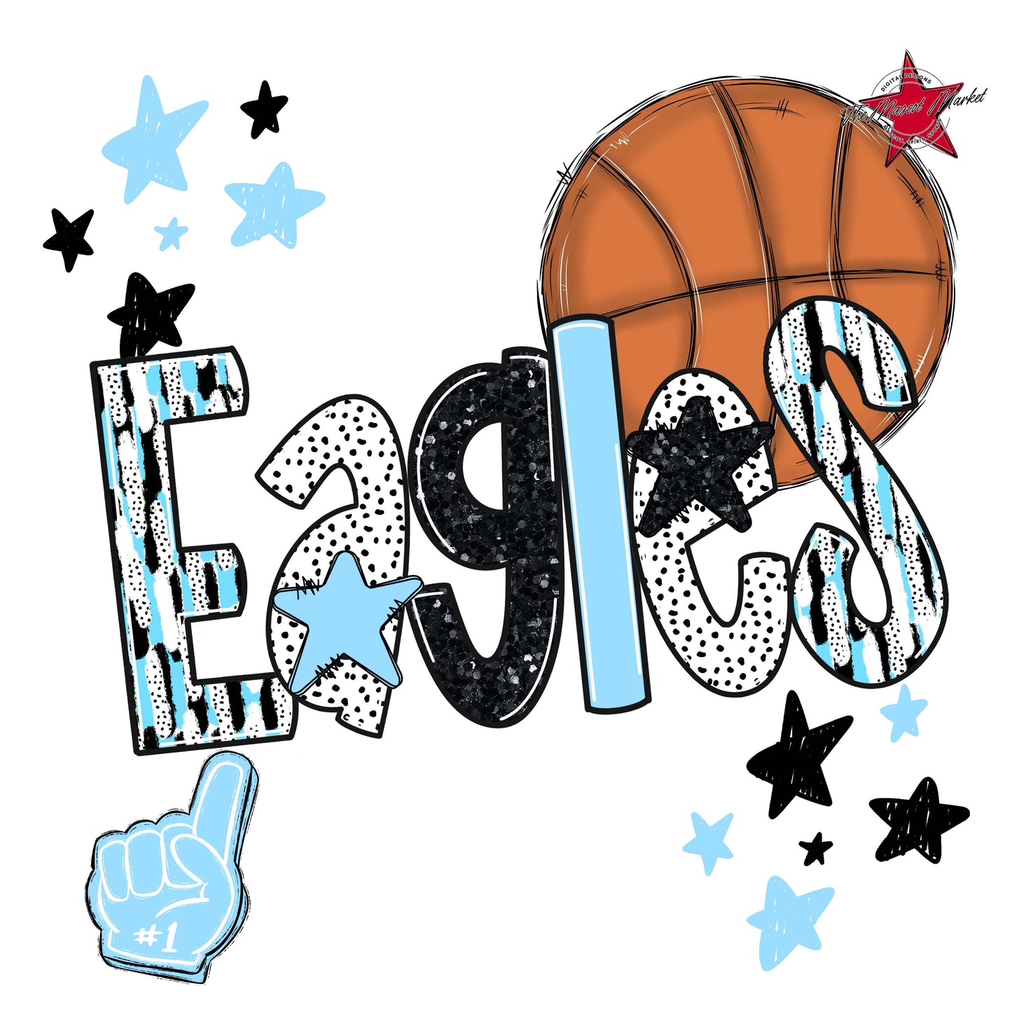 Eagles Basketball Scrape-Columbia Blue