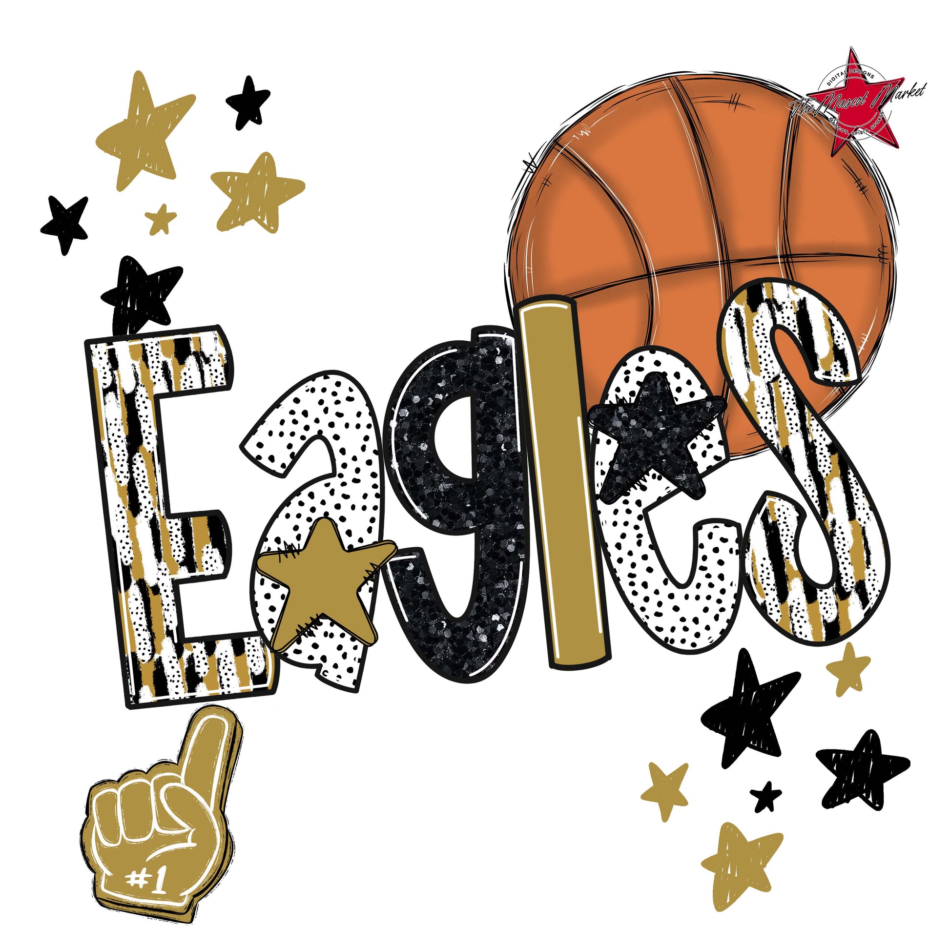 Eagles Basketball Scrape-Gold
