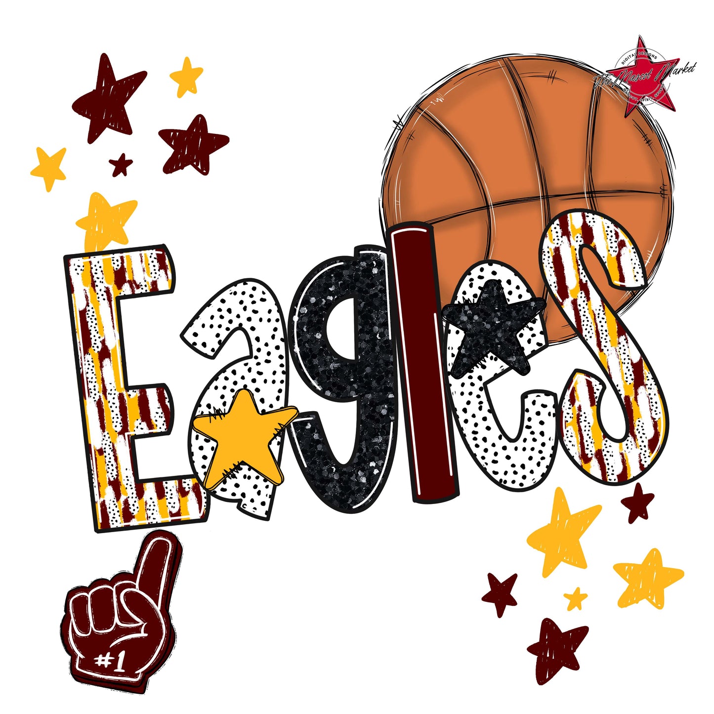Eagles Basketball Scrape-Maroon & Yellow
