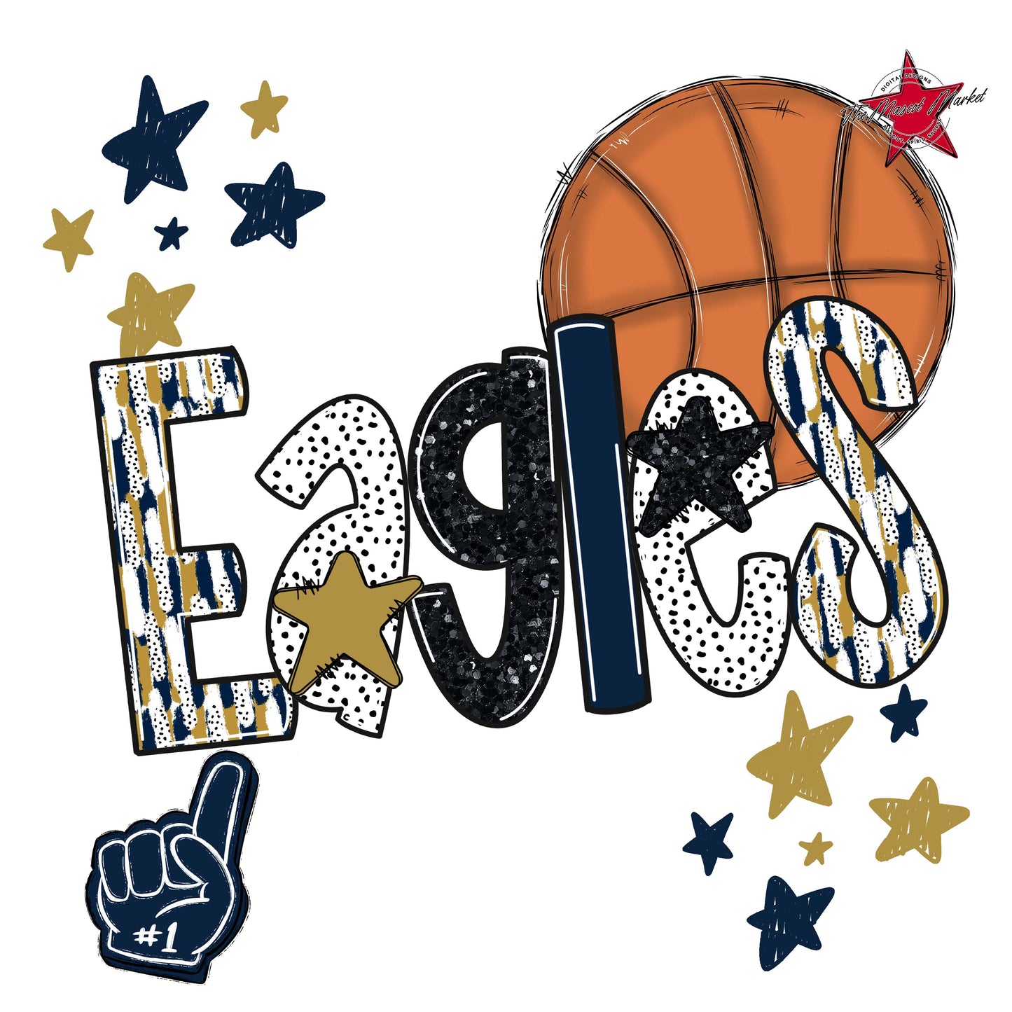Eagles Basketball Scrape-Navy & Gold