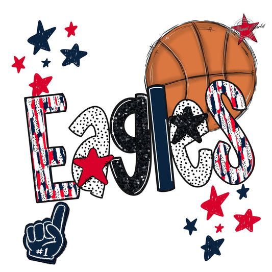 Eagles Basketball Scrape-Navy & Red
