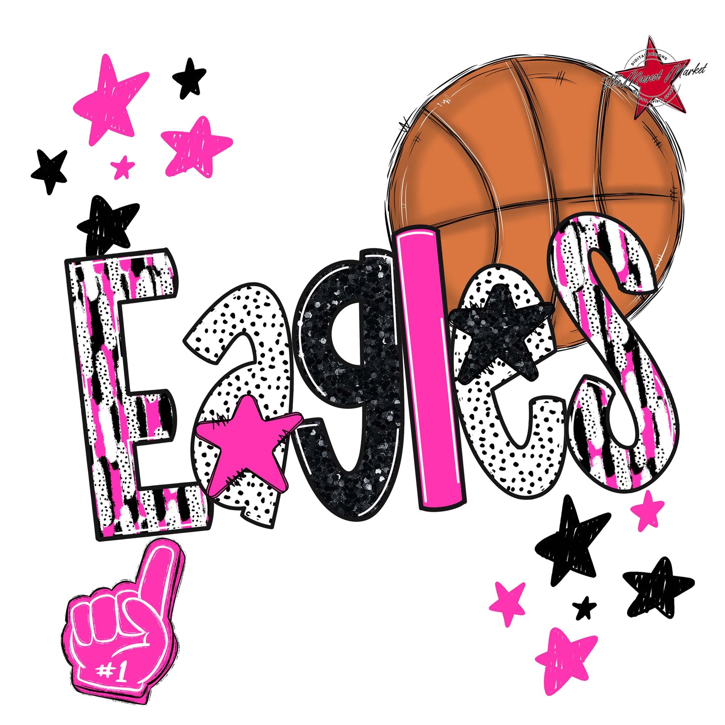 Eagles Basketball Scrape-Pink