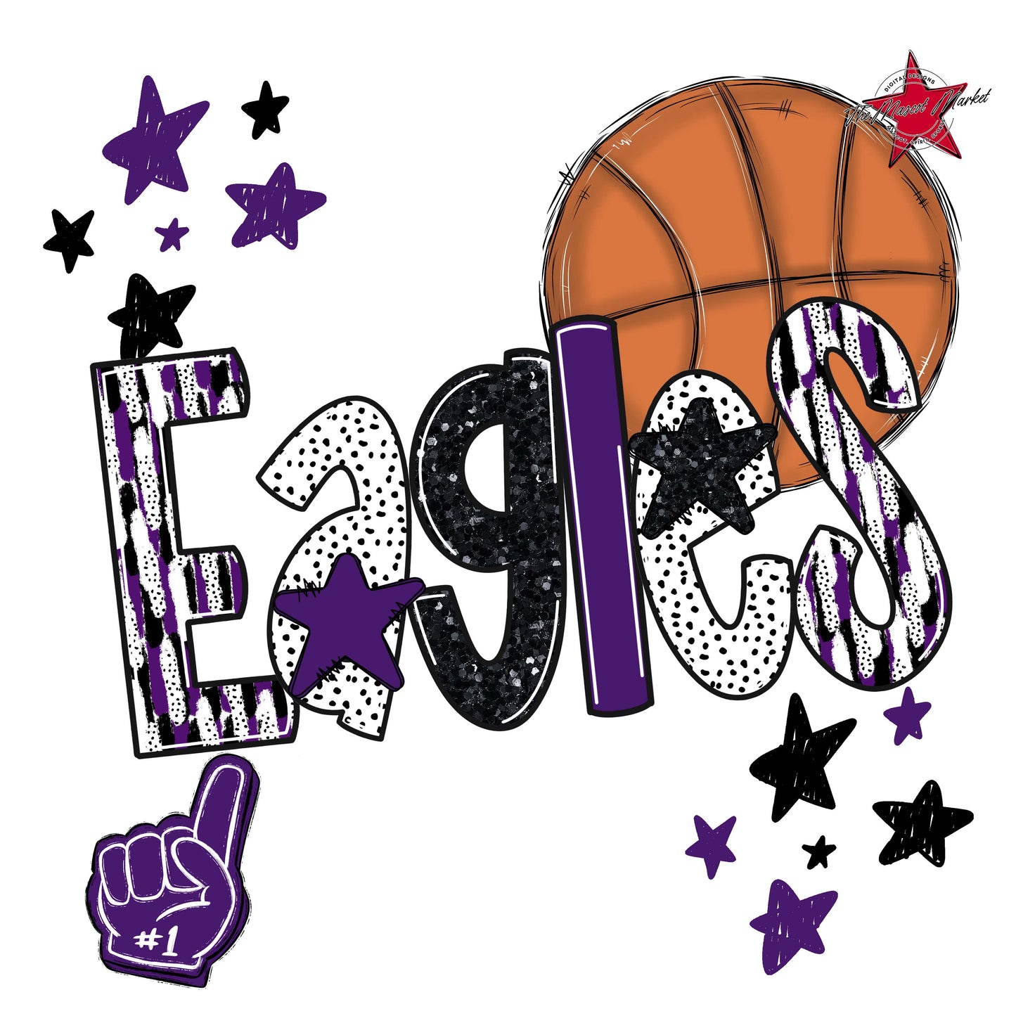 Eagles Basketball Scrape-Purple