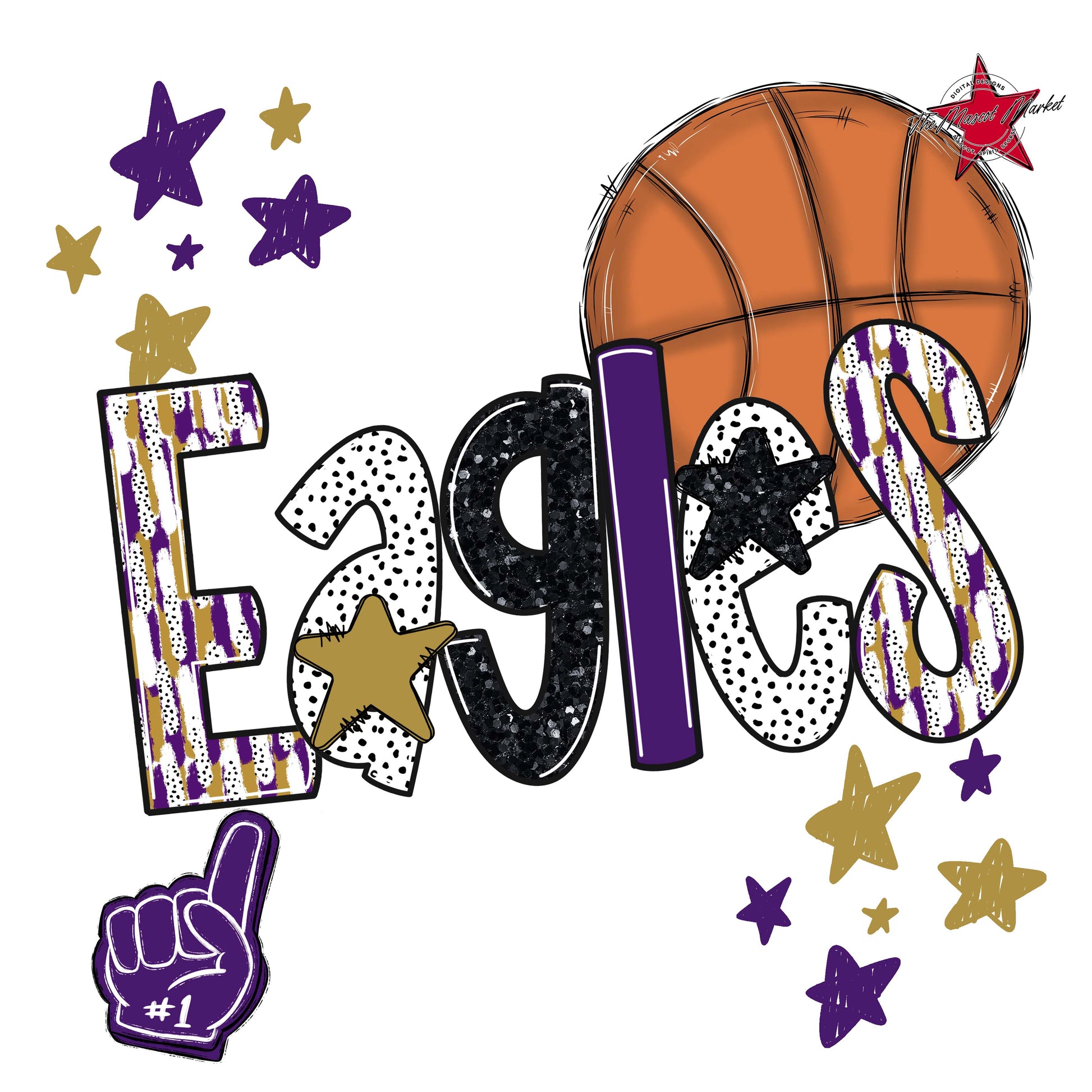 Eagles Basketball Scrape-Purple & Gold