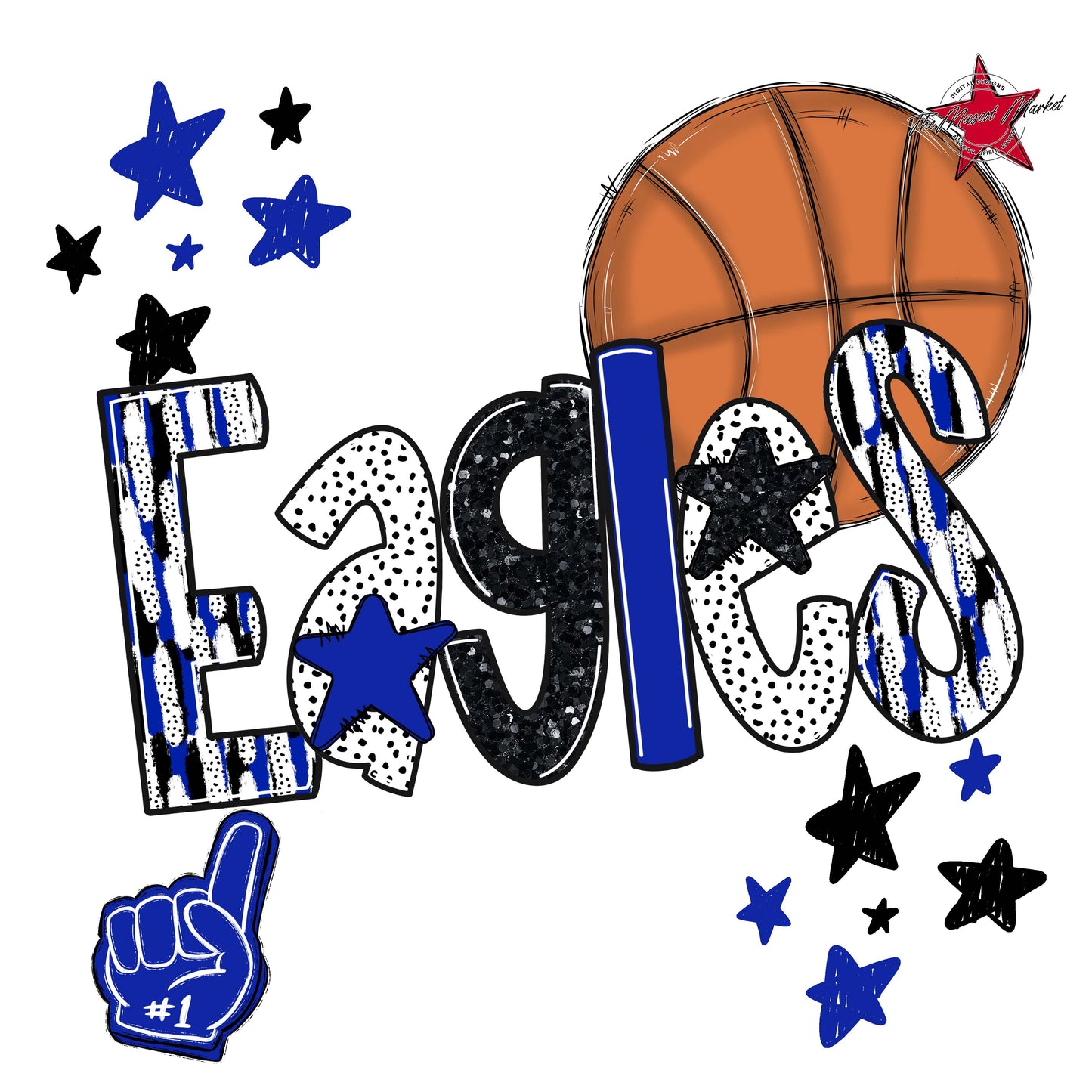 Eagles Basketball Scrape-Royal Blue
