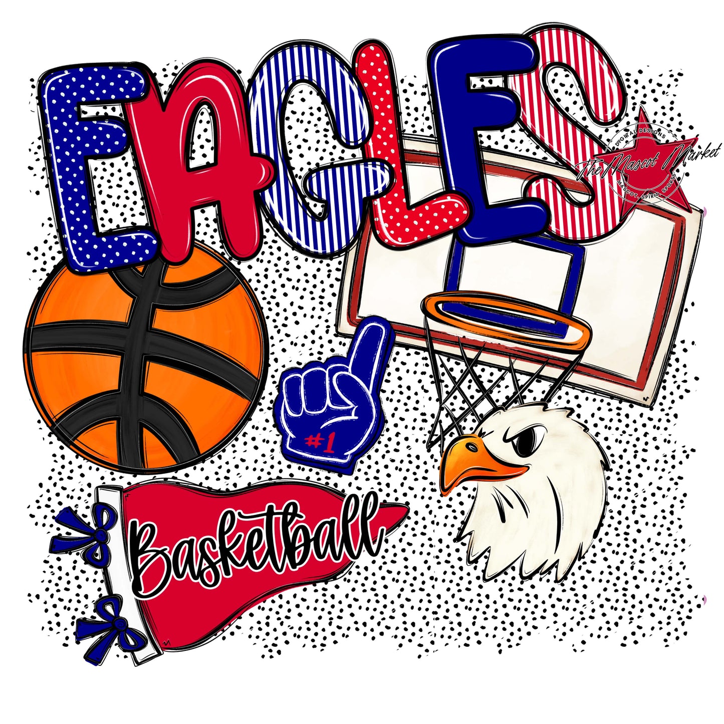 Eagles Basketball Spirit-Blue & Red