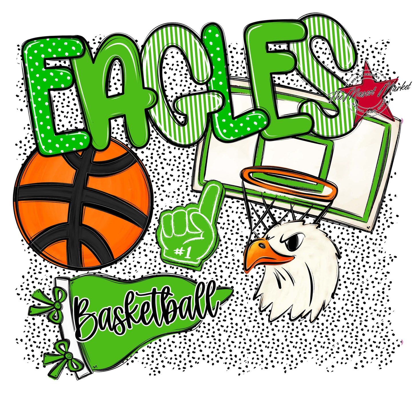 Eagles Basketball Spirit-Bright Green