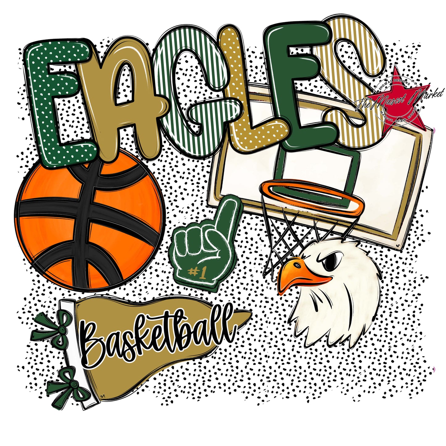 Eagles Basketball Spirit-Green & Gold