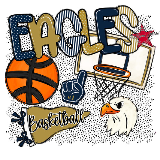 Eagles Basketball Spirit-Navy & Gold