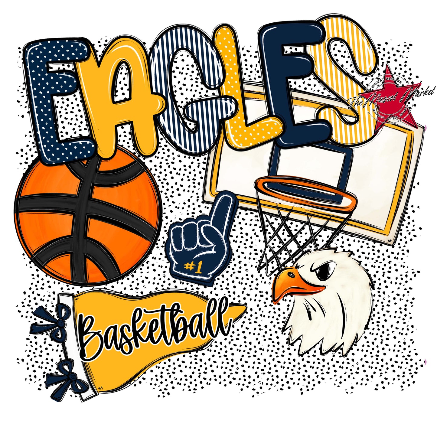 Eagles Basketball Spirit-Navy & Yellow