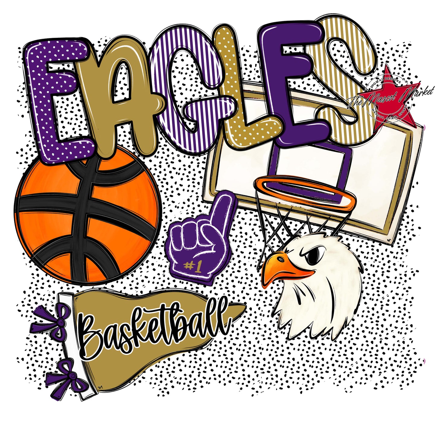 Eagles Basketball Spirit-Purple & Gold