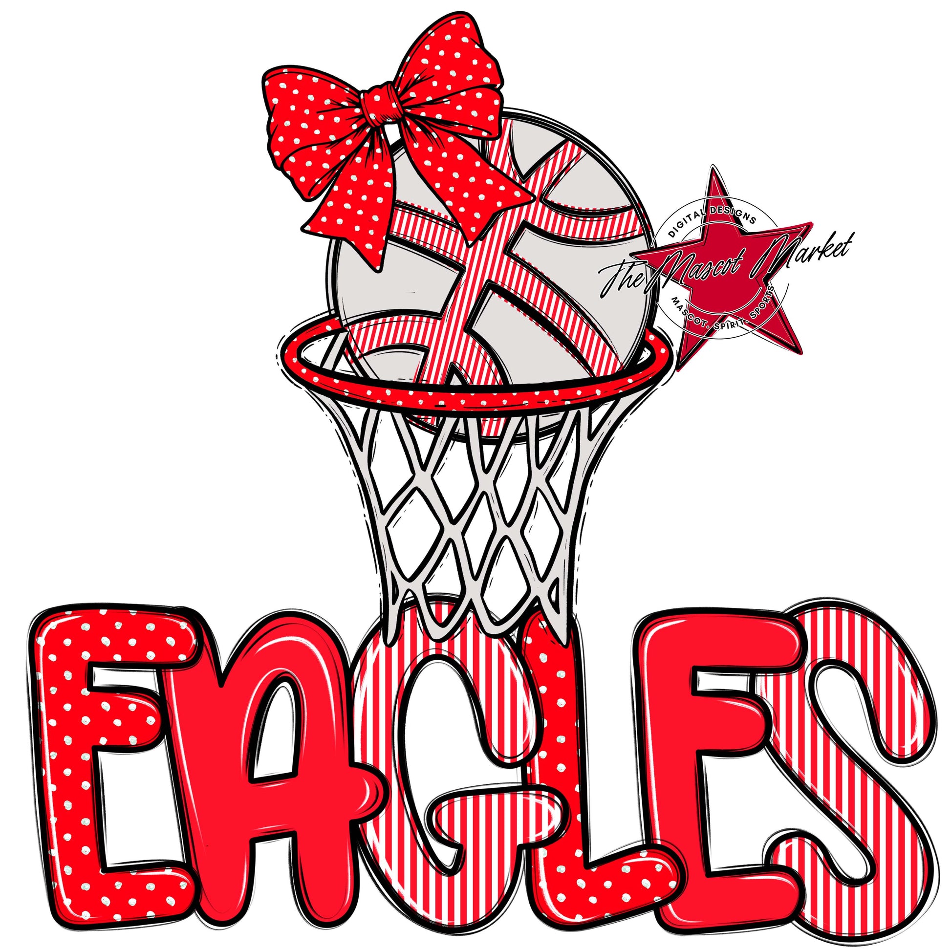 Eagles Basketball Spirit Design-Bright Red