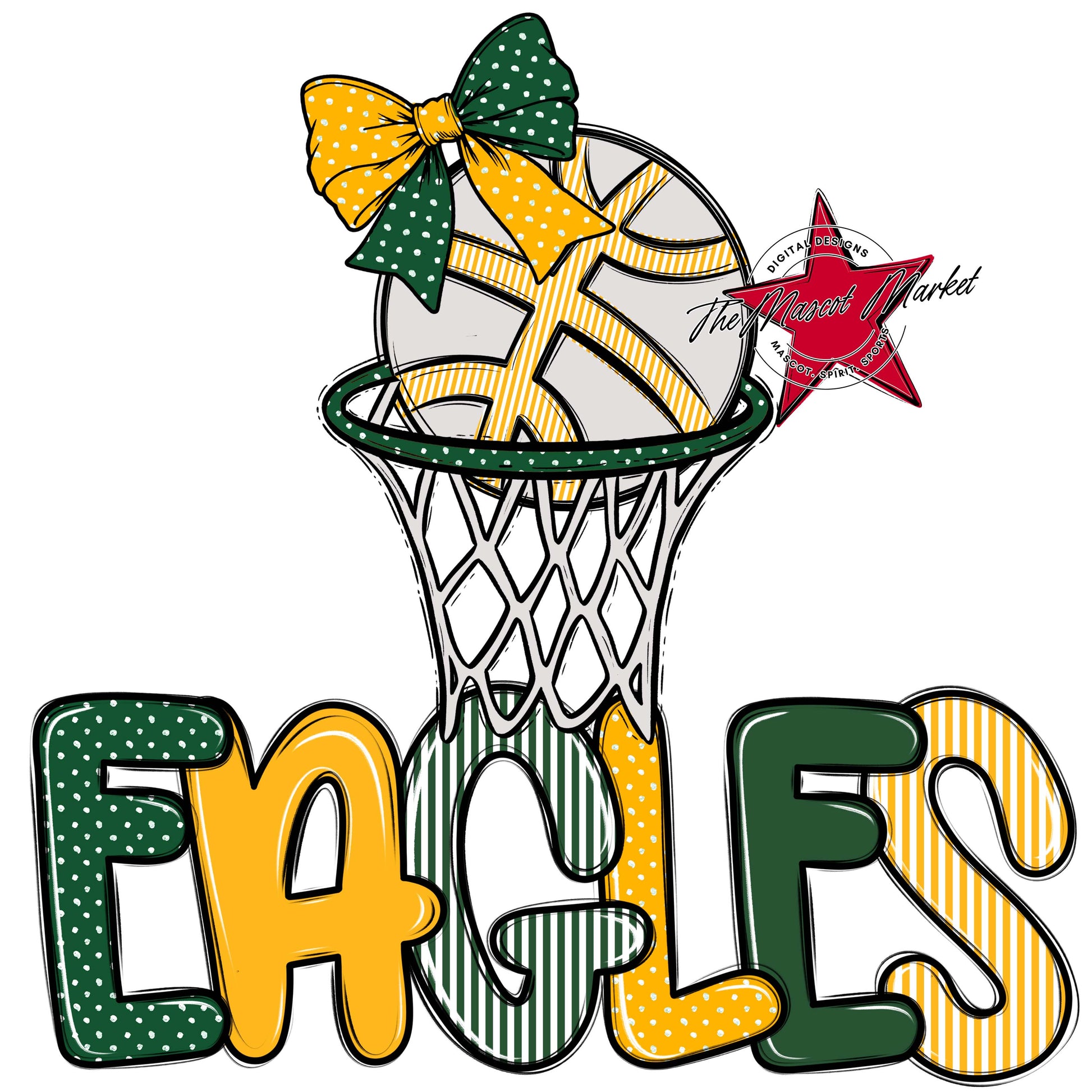Eagles Basketball Spirit Design-Green & Yellow