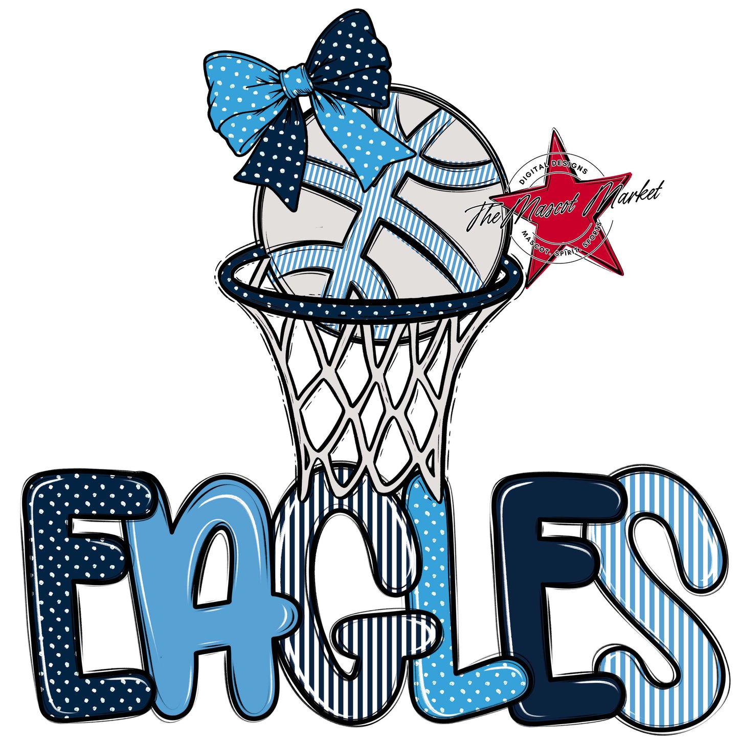 Eagles Basketball Spirit Design-Navy & Carolina Blue