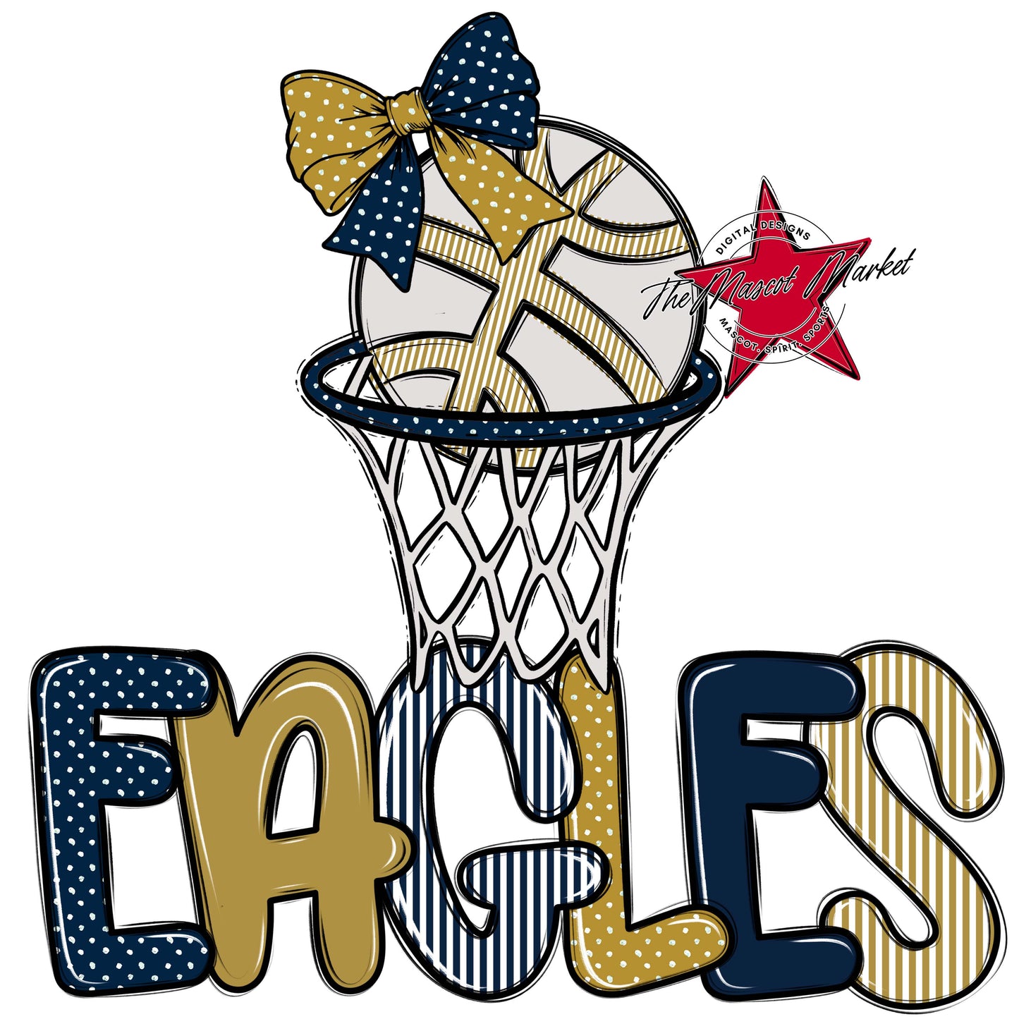 Eagles Basketball Spirit Design-Navy & Gold