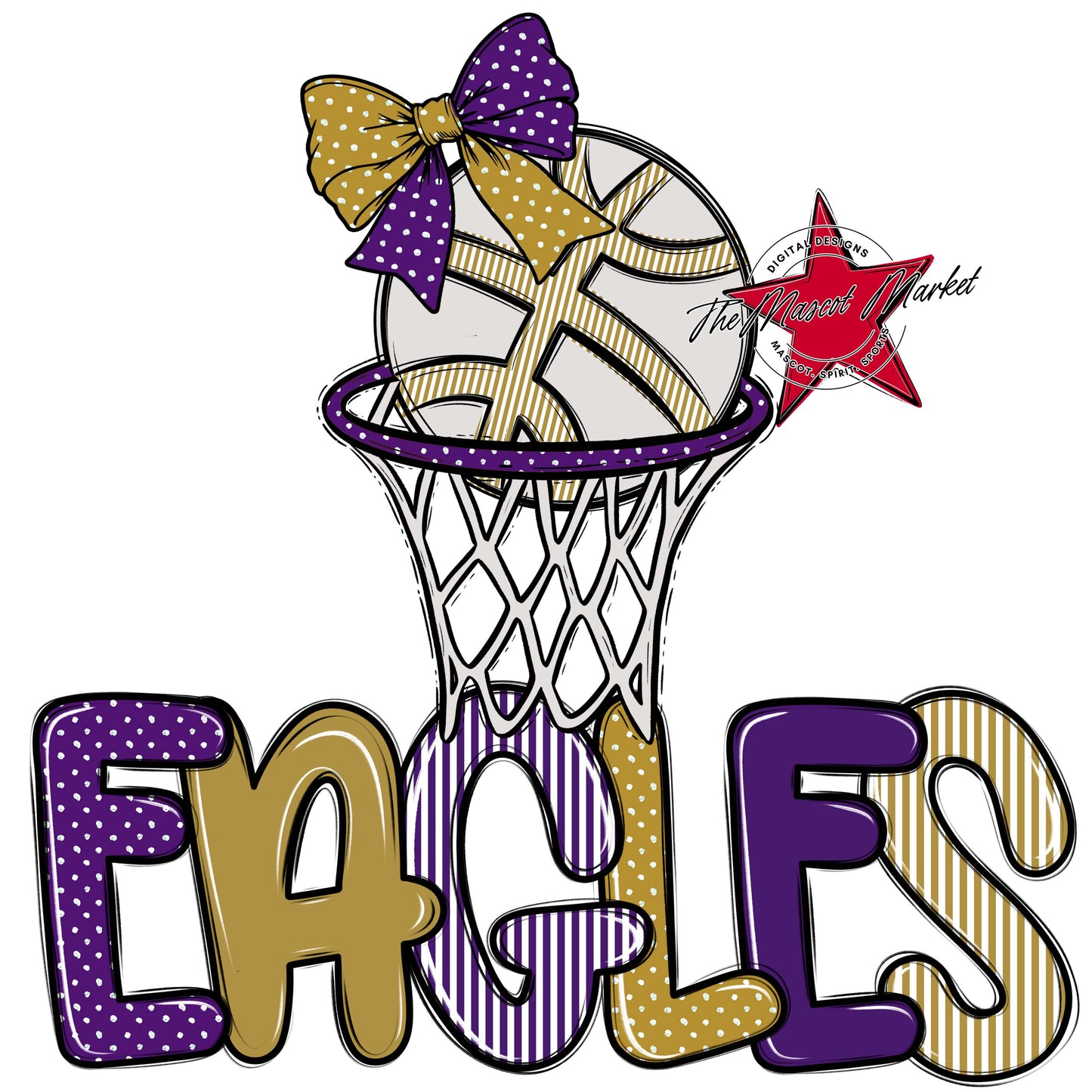 Eagles Basketball Spirit Design-Purple & Gold