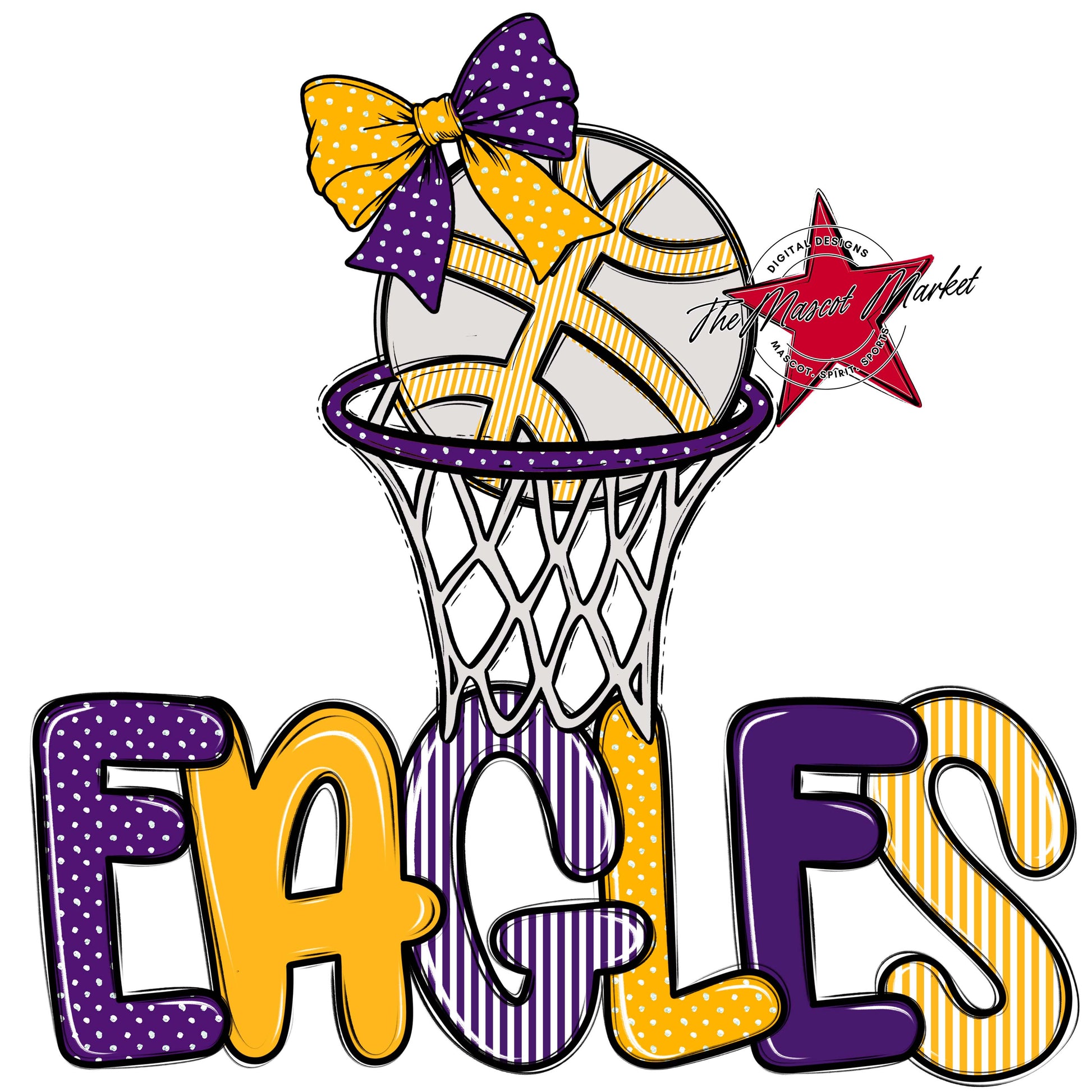 Eagles Basketball Spirit Design-Purple & Yellow