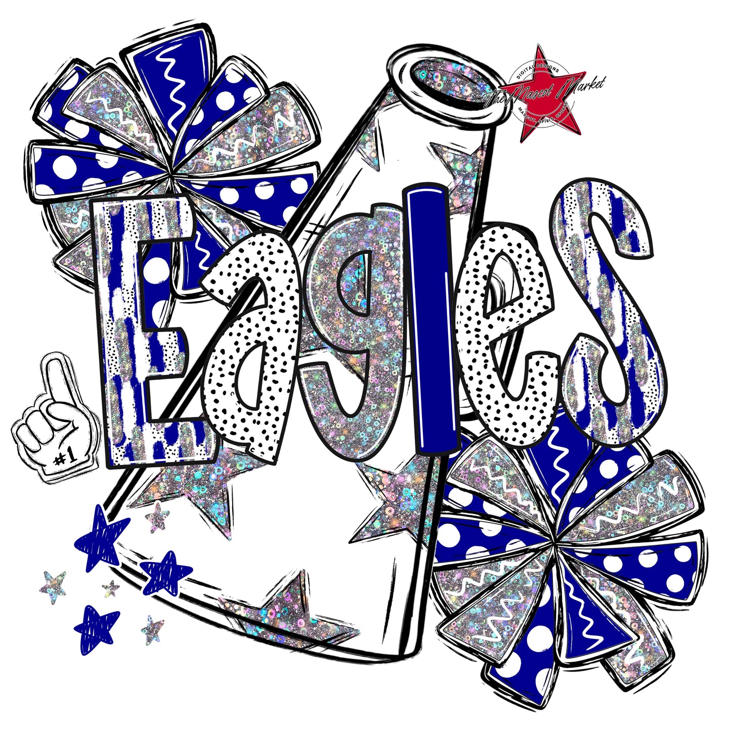 Eagles Cheer Megaphone Scrape-Blue